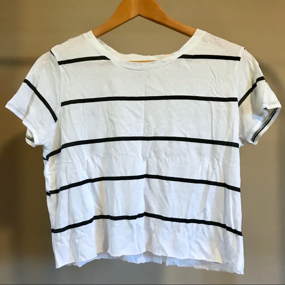 B&W Striped Cropped Tee